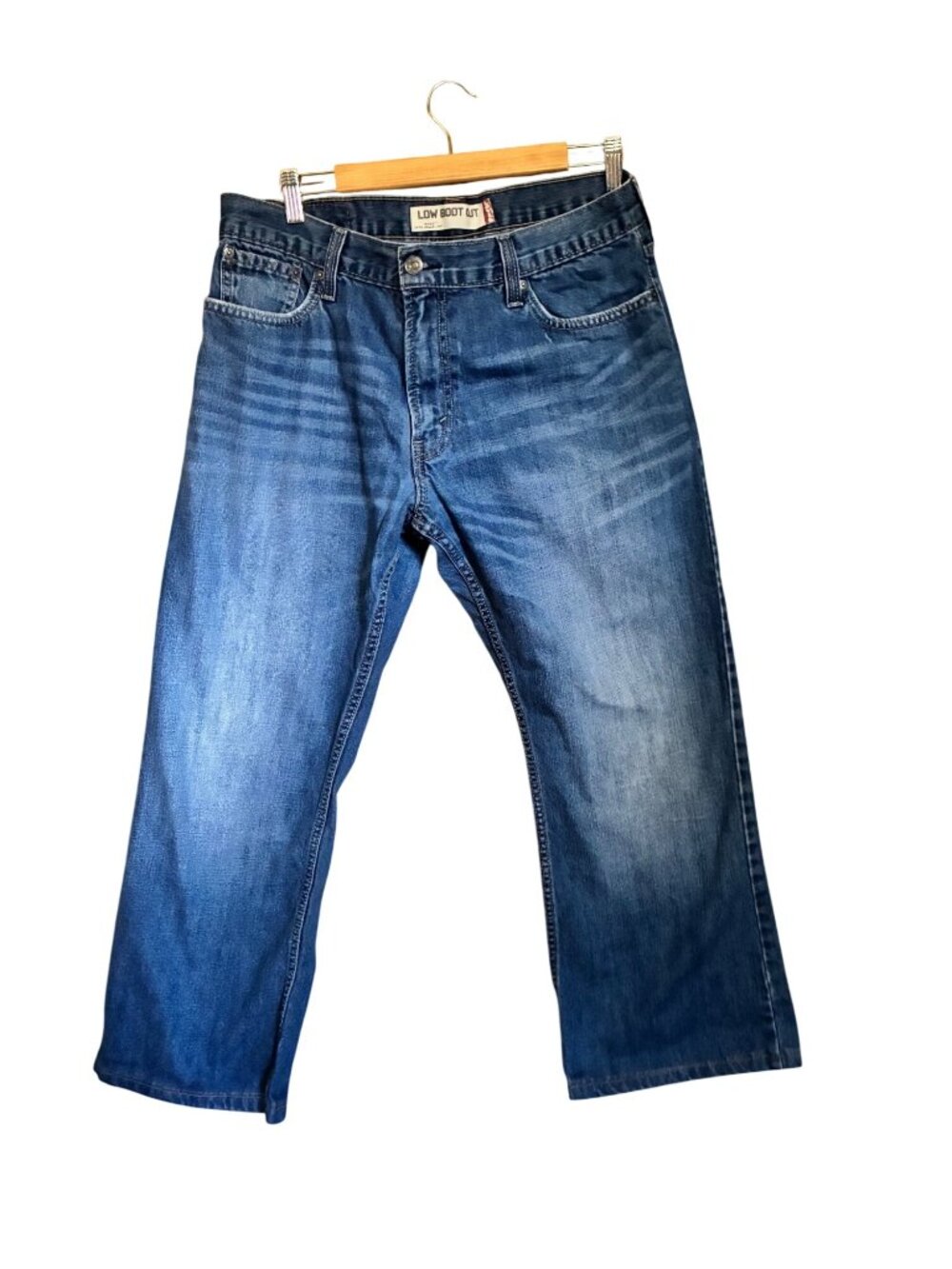 Levis 527 Low Boot Cut Jeans Mens 36x30 Blue Good Faded Denim 527-0501